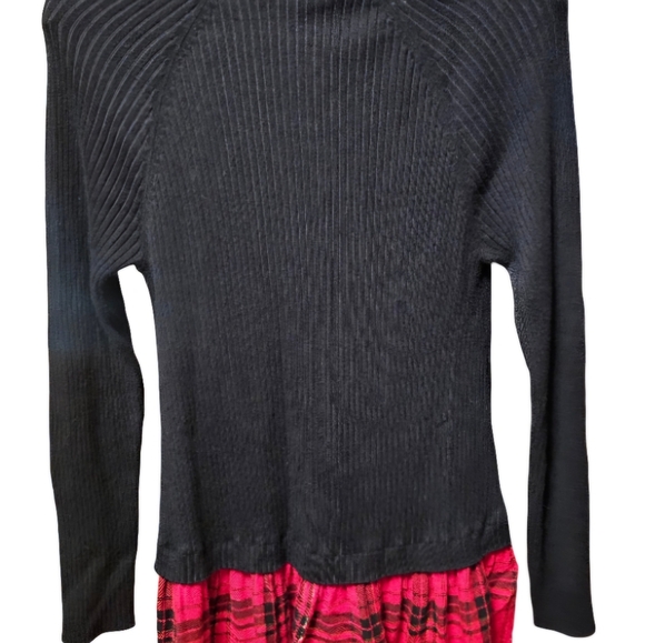 Torrid Plus Size Ribbed Knit Plaid Detail Sweater - Picture 2 of 4